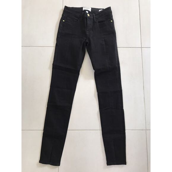 FRAME Denim - Frame Le Skinny de Jeanne Stretch Slit Front Denim Jeans Film Noir